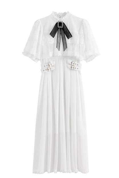 Sweet Lolita Dress - Multi-layered Lace Slim Jirai, 4 Colors, Lace Trim - S White / M White / L White option