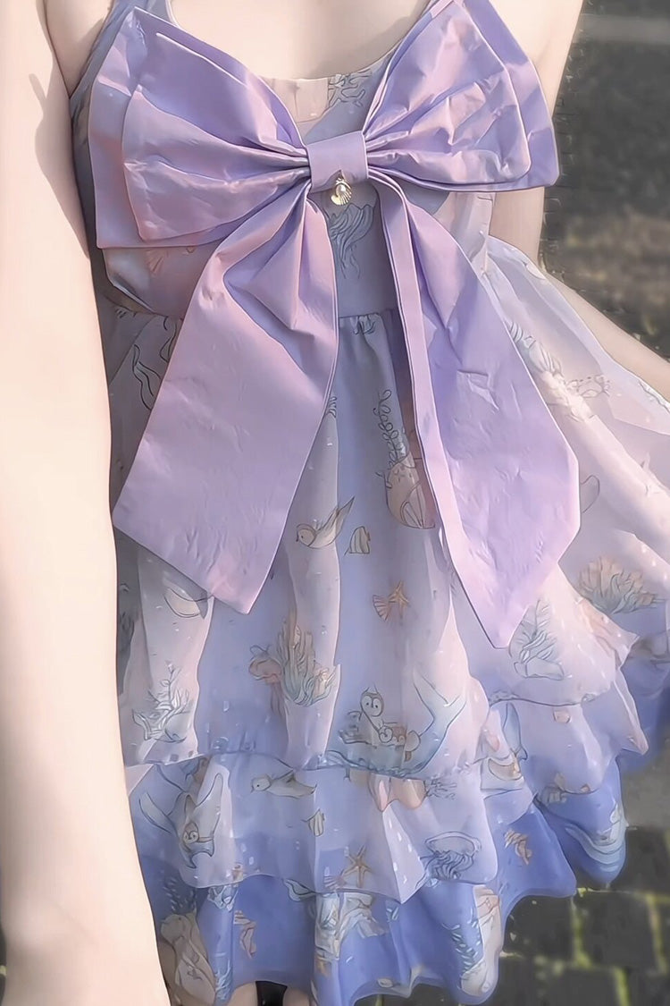 Sweet Lolita Dress - Ocean Sweetheart, 5 Colors, Layered, Halterneck, Bow Detail - additional product view 7