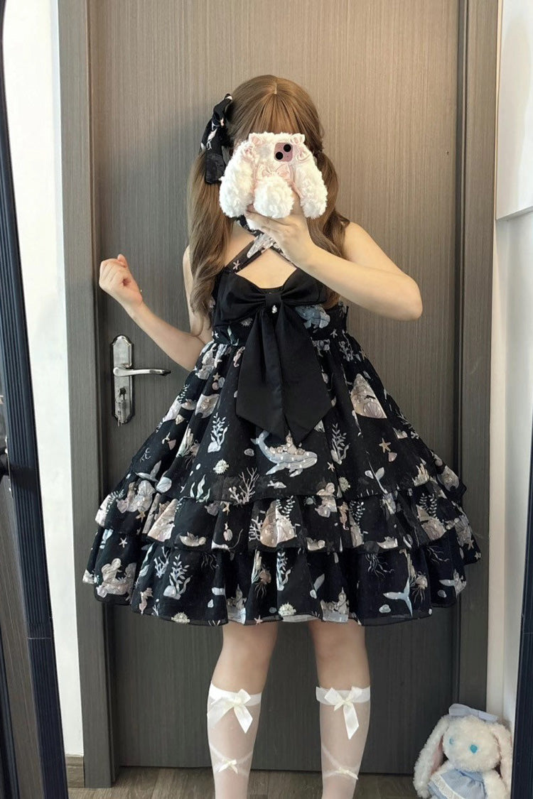 Sweet Lolita Dress - Ocean Sweetheart, 5 Colors, Layered, Halterneck, Bow Detail - additional product view 11