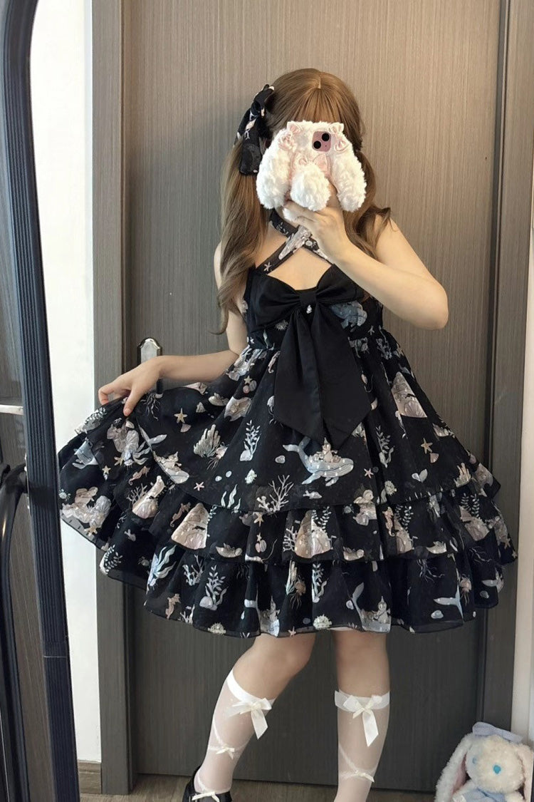 Sweet Lolita Dress - Ocean Sweetheart, 5 Colors, Layered, Halterneck, Bow Detail - additional product view 13