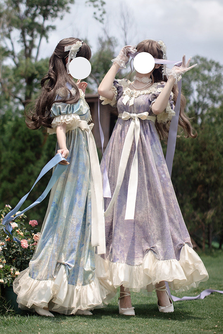Sweet Lolita Dress - Oil Painting Sun And Moon Poem, Purple, Short Version, Long Version - additional product view 7