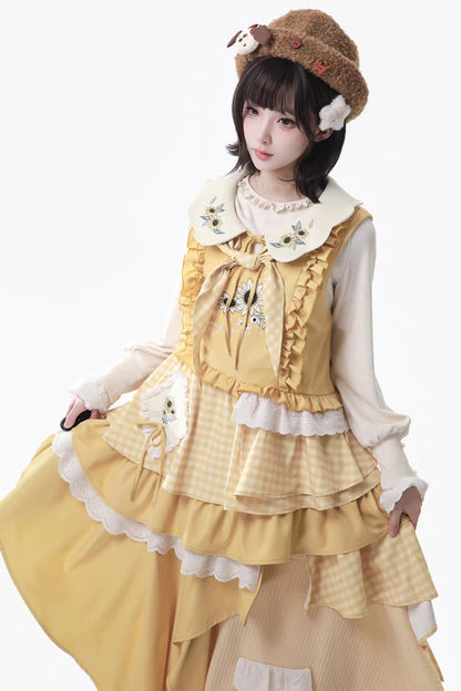 Sweet Lolita Dress - Orange Diary, Yellow, Lace Trim, Printed, Embroidered - additional product view 6