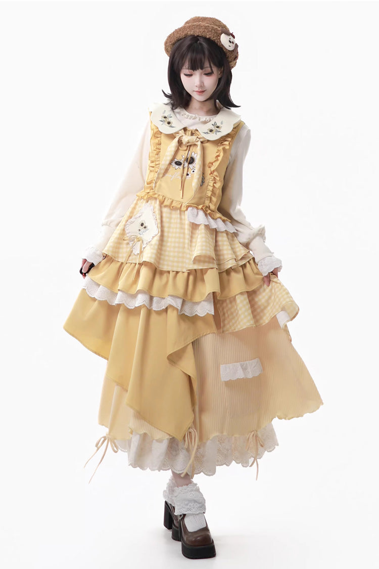 Sweet Lolita Dress - Orange Diary, Yellow, Lace Trim, Printed, Embroidered - main product image