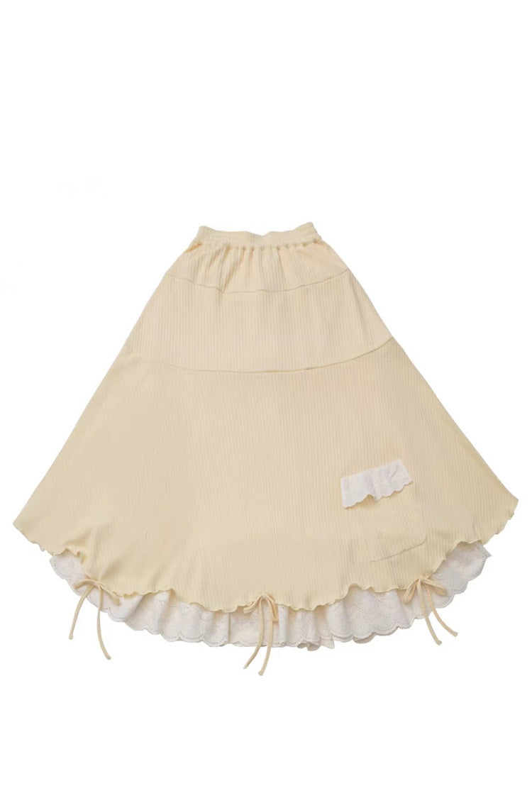 Sweet Lolita Dress - Orange Diary, Yellow, Lace Trim, Printed, Embroidered - S Skirt(Only) / M Skirt(Only) / L Skirt(Only) option