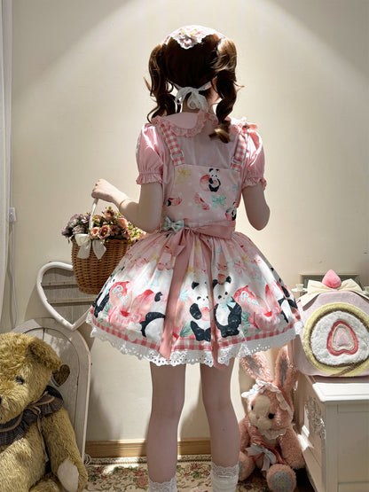 Sweet Lolita Dress - Panda Peach Print, 3 Colors, Bow Detail, Printed - additional product view 8