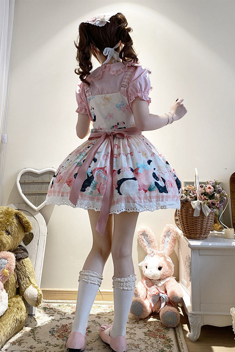 Sweet Lolita Dress - Panda Peach Print, 3 Colors, Bow Detail, Printed - additional product view 12