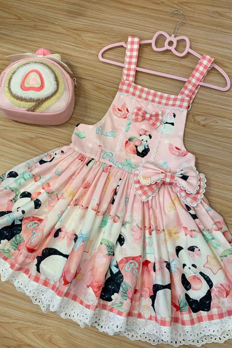 Sweet Lolita Dress - Panda Peach Print, 3 Colors, Bow Detail, Printed - additional product view 16