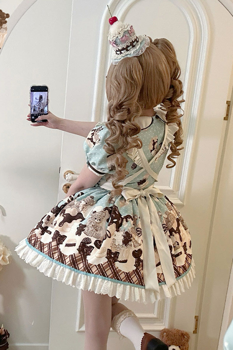 Sweet Lolita Dress - Peppermint Chocolate, Brown, Bow Detail, Lace Trim, Ruffled - additional product view 6