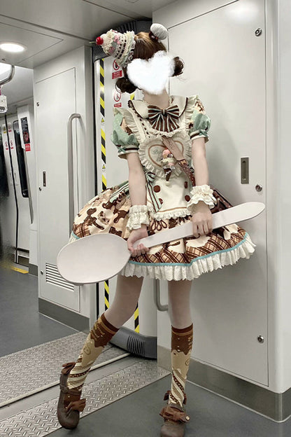 Sweet Lolita Dress - Peppermint Chocolate, Brown, Bow Detail, Lace Trim, Ruffled - additional product view 12