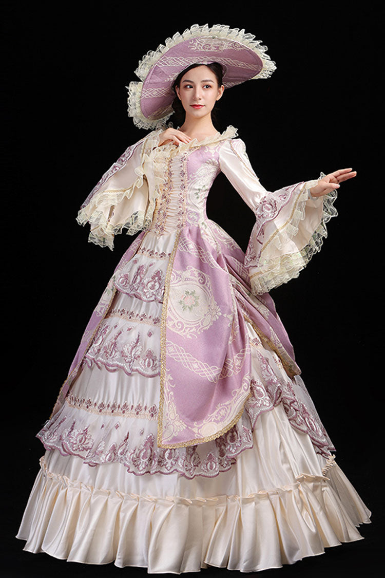 Sweet Lolita Dress - Pink/champagne Trumpet Sleeves, Pink, High Waist, Printed - additional product view 2