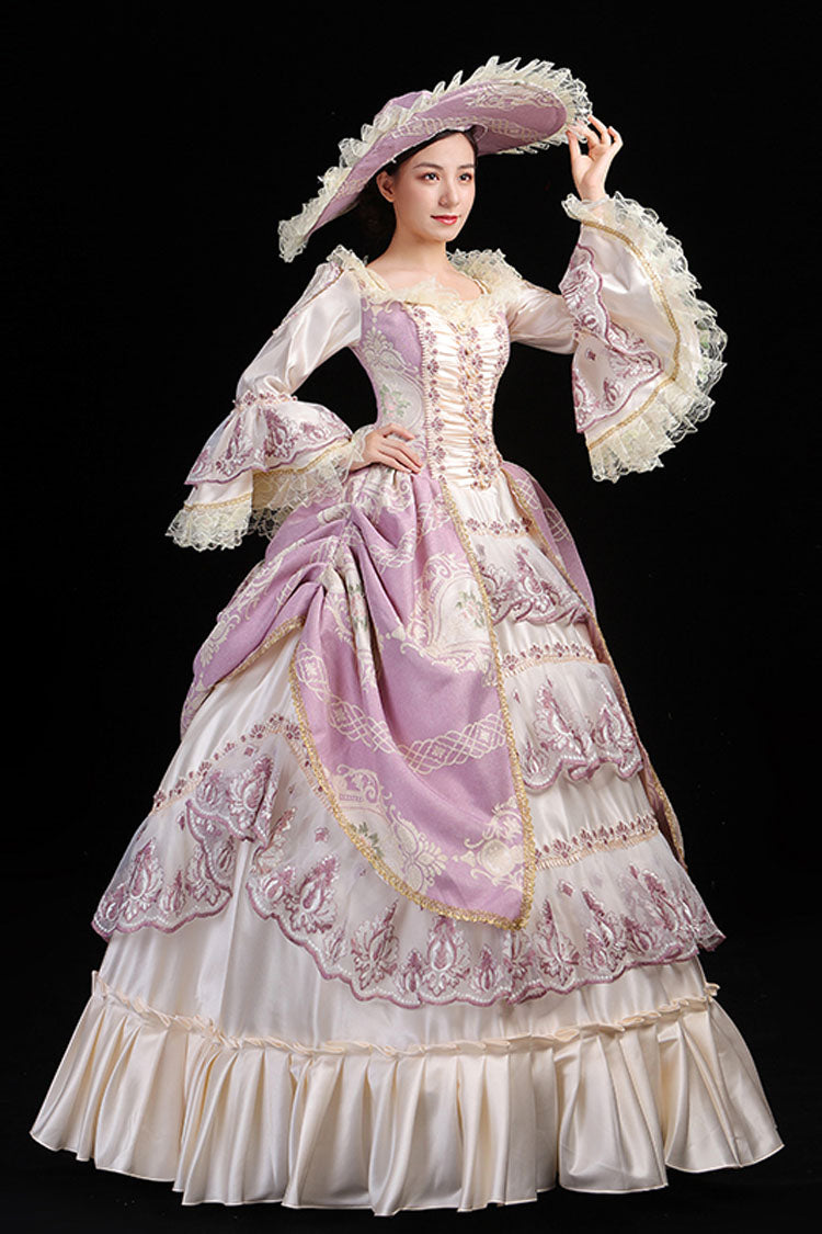Sweet Lolita Dress - Pink/champagne Trumpet Sleeves, Pink, High Waist, Printed - additional product view 3