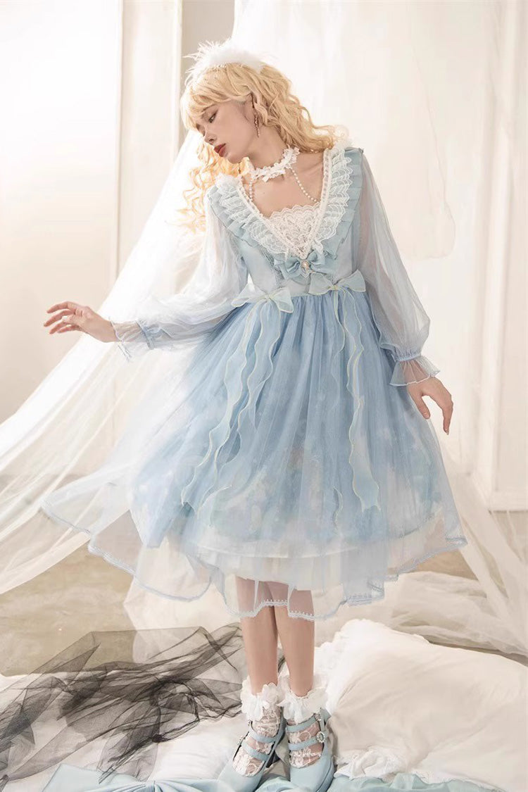 Sweet Lolita Dress - Planet Butterfly Print, 2 Colors, Gothic Style, Classic Style - additional product view 9
