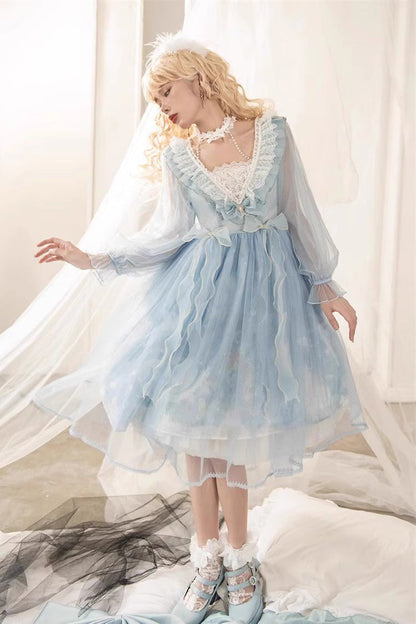 Sweet Lolita Dress - Planet Butterfly Print, 2 Colors, Gothic Style, Classic Style - additional product view 9