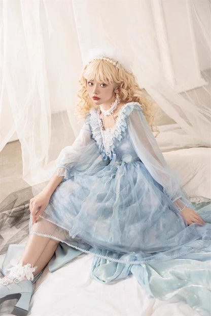 Sweet Lolita Dress - Planet Butterfly Print, 2 Colors, Gothic Style, Classic Style - additional product view 10