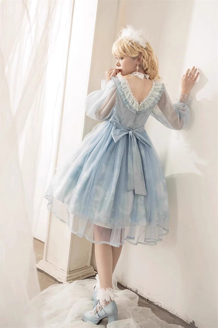 Sweet Lolita Dress - Planet Butterfly Print, 2 Colors, Gothic Style, Classic Style - additional product view 11