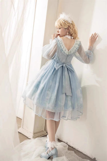 Sweet Lolita Dress - Planet Butterfly Print, 2 Colors, Gothic Style, Classic Style - additional product view 11