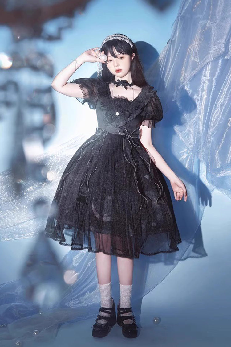 Sweet Lolita Dress - Planet Butterfly Print, 2 Colors, Gothic Style, Classic Style - additional product view 12