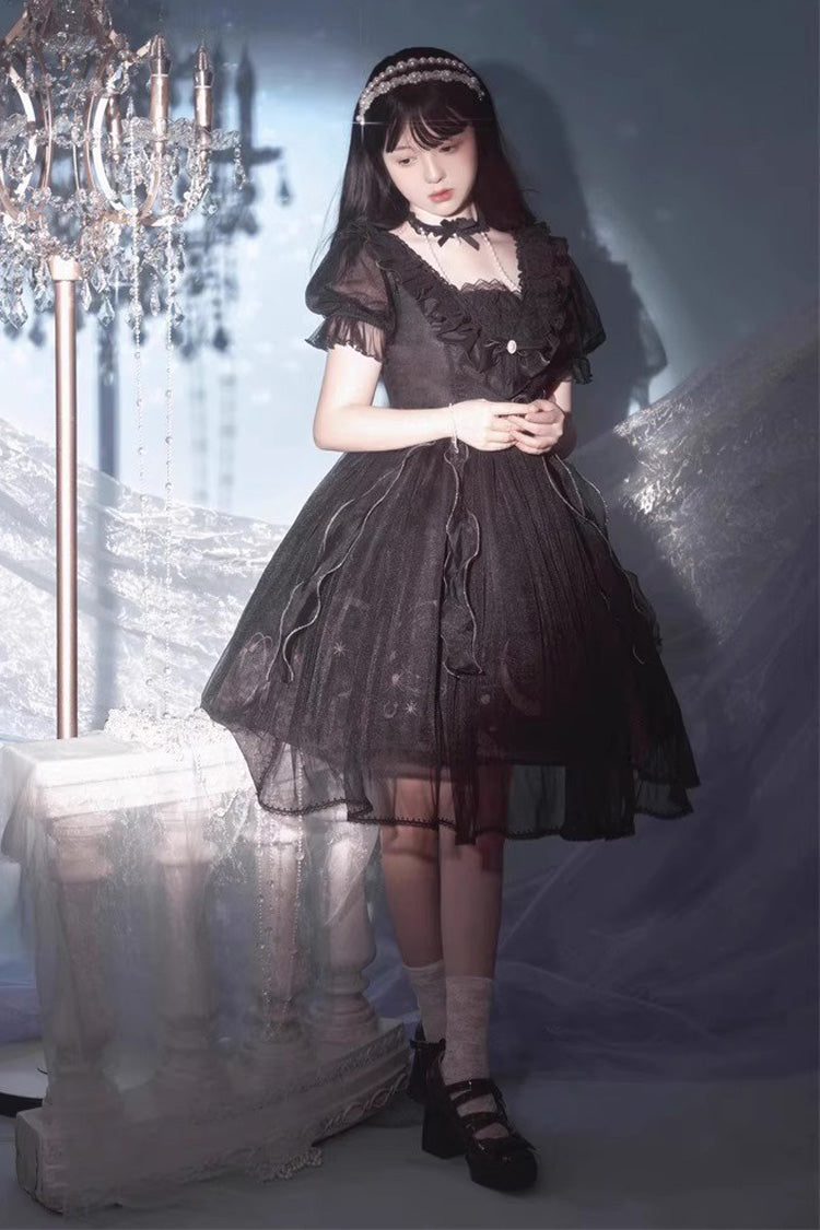 Sweet Lolita Dress - Planet Butterfly Print, 2 Colors, Gothic Style, Classic Style - additional product view 14