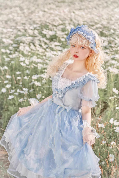 Sweet Lolita Dress - Planet Butterfly Print, 2 Colors, Gothic Style, Classic Style - additional product view 19