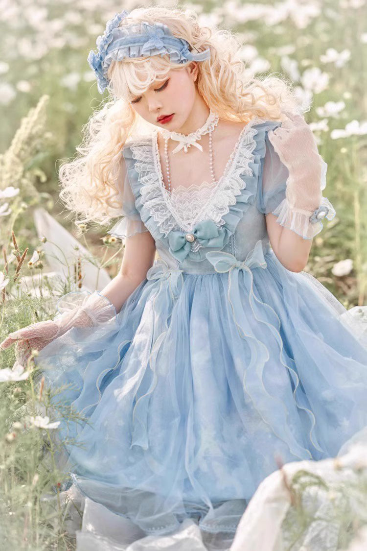 Sweet Lolita Dress - Planet Butterfly Print, 2 Colors, Gothic Style, Classic Style - additional product view 20