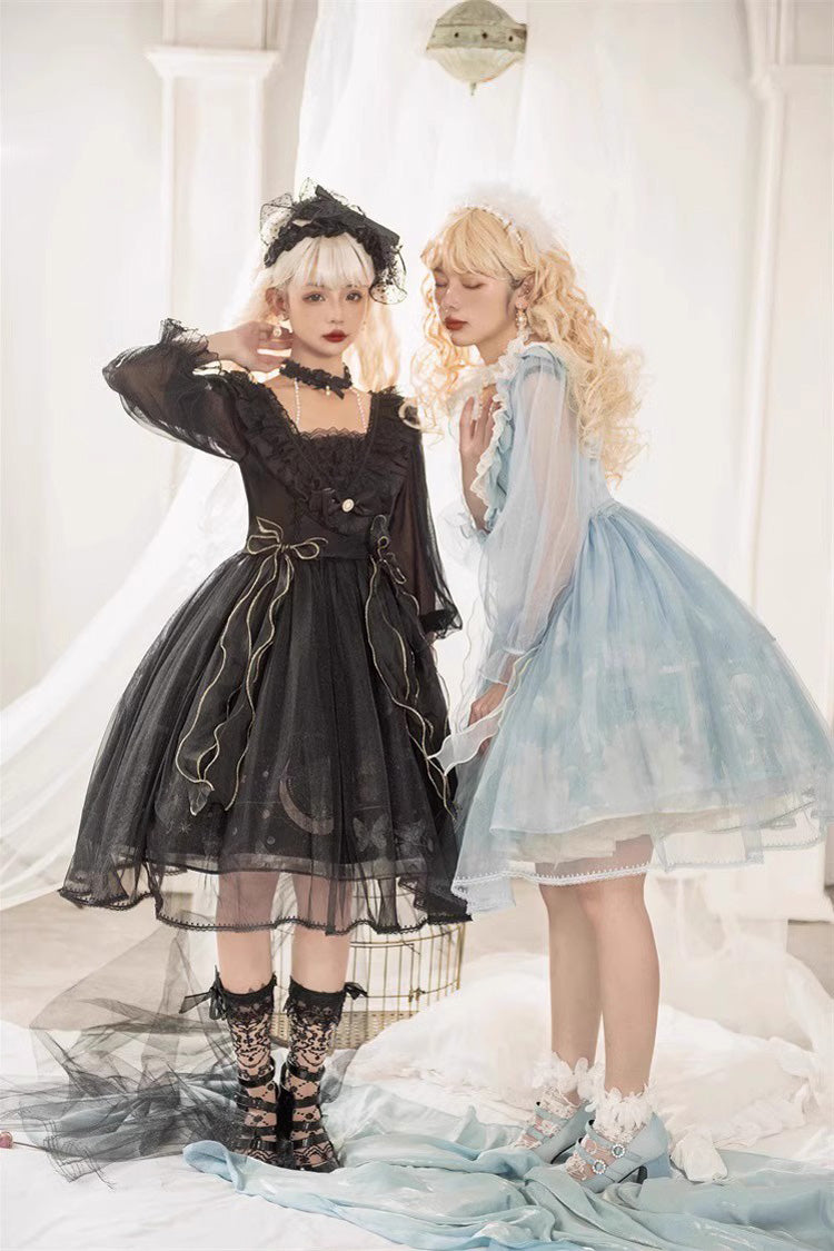 Sweet Lolita Dress - Planet Butterfly Print, 2 Colors, Gothic Style, Classic Style - additional product view 21