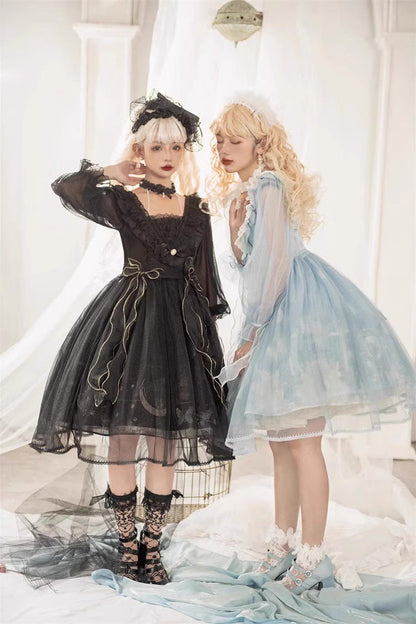 Sweet Lolita Dress - Planet Butterfly Print, 2 Colors, Gothic Style, Classic Style - additional product view 21