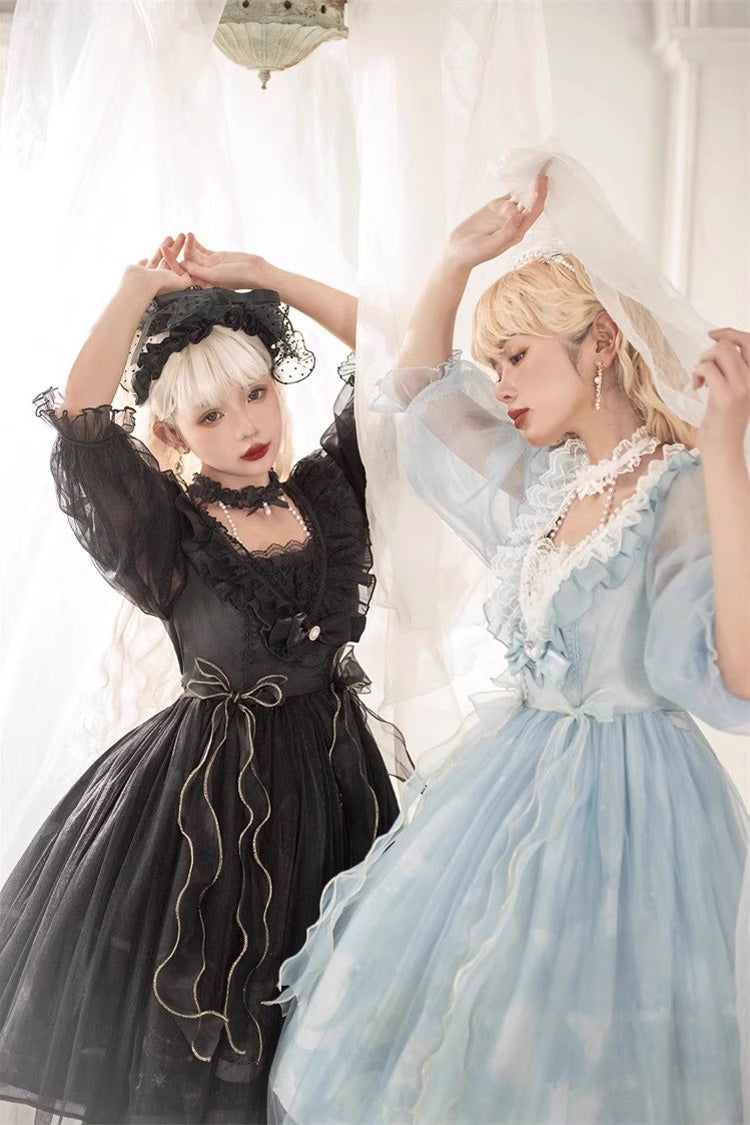 Sweet Lolita Dress - Planet Butterfly Print, 2 Colors, Gothic Style, Classic Style - additional product view 22