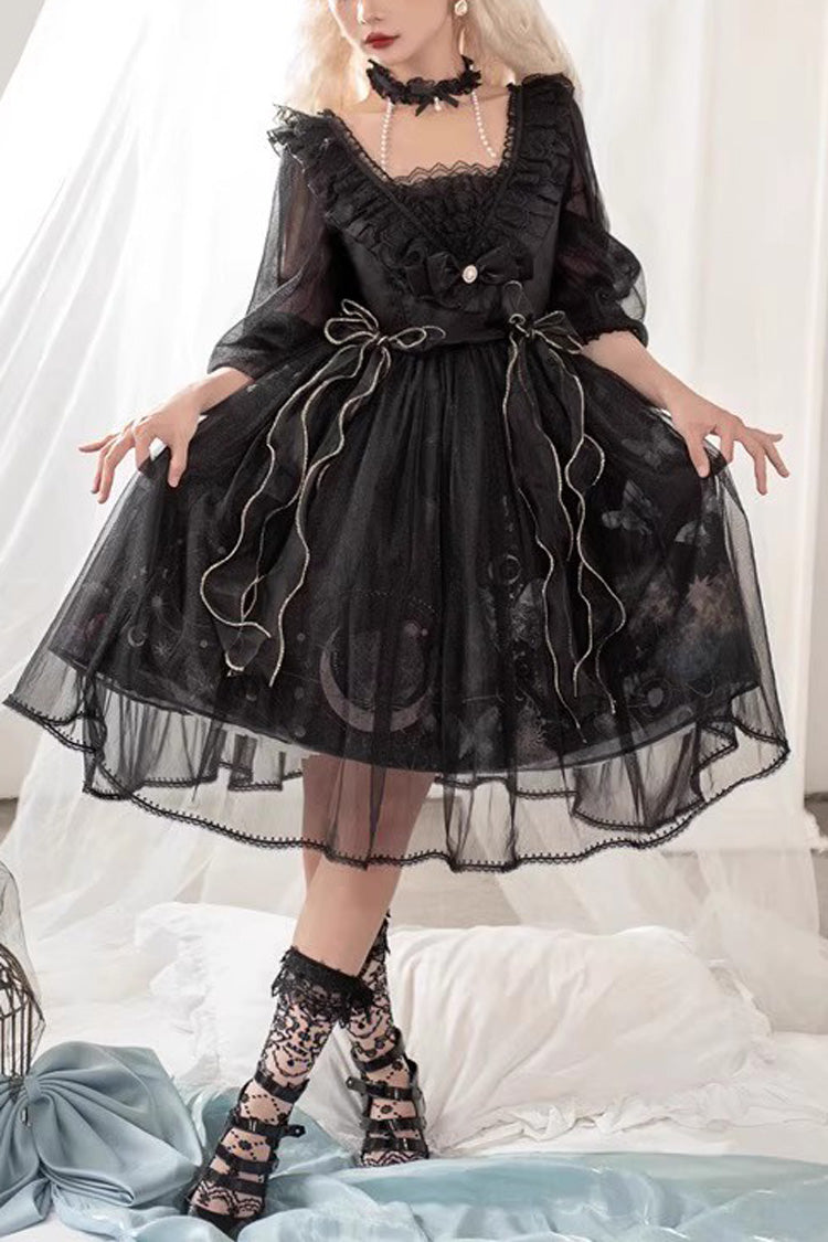 Sweet Lolita Dress - Planet Butterfly Print, 2 Colors, Gothic Style, Classic Style - main product image