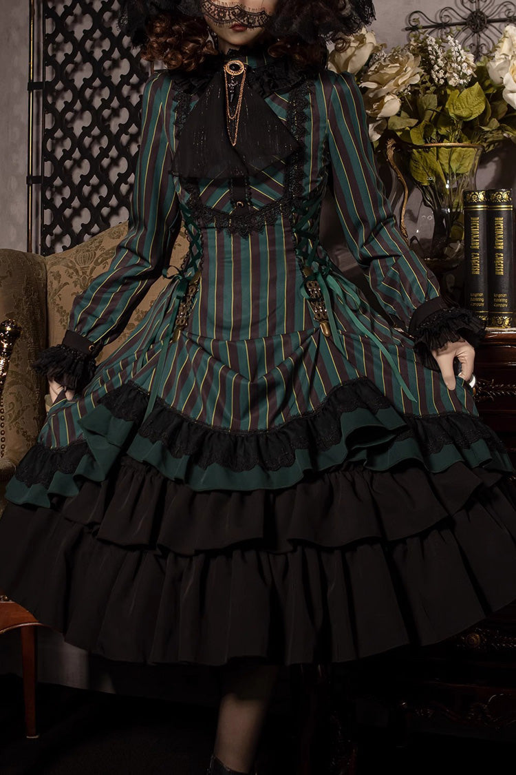 Sweet Lolita Dress - Point Manor Stand Collar, 4 Colors, Striped, Stand Collar, Printed - additional product view 4