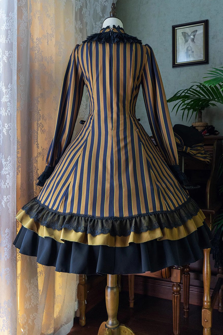 Sweet Lolita Dress - Point Manor Stand Collar, 4 Colors, Striped, Stand Collar, Printed - additional product view 9