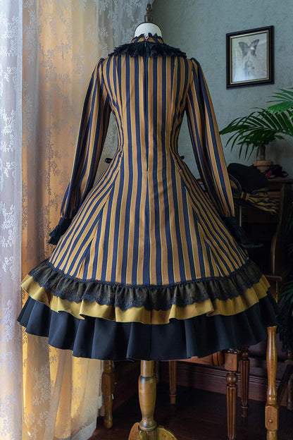 Sweet Lolita Dress - Point Manor Stand Collar, 4 Colors, Striped, Stand Collar, Printed - additional product view 9