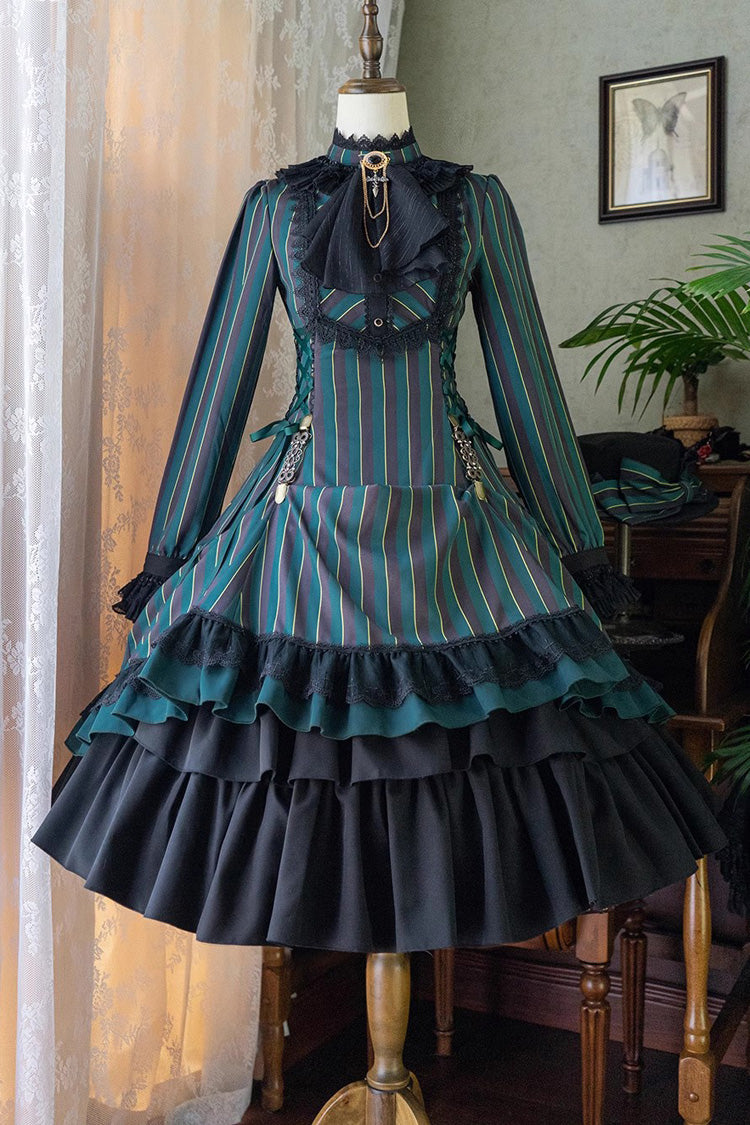 Sweet Lolita Dress - Point Manor Stand Collar, 4 Colors, Striped, Stand Collar, Printed - additional product view 14