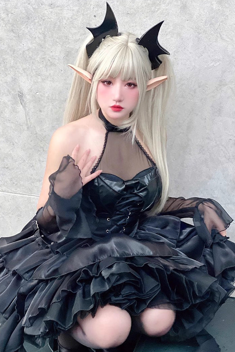 Sweet Lolita Dress - Pure Black Little Devil Sexy, Black, Lace Trim, Layered, Gothic Style - additional product view 3