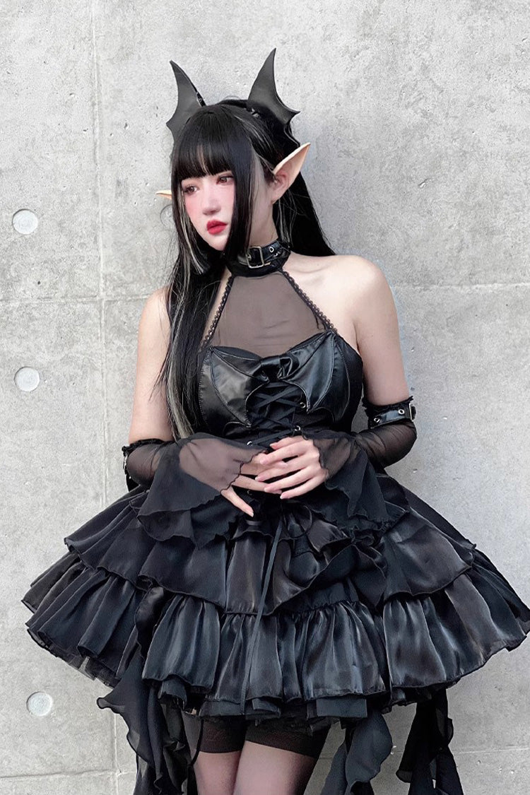 Sweet Lolita Dress - Pure Black Little Devil Sexy, Black, Lace Trim, Layered, Gothic Style - additional product view 8