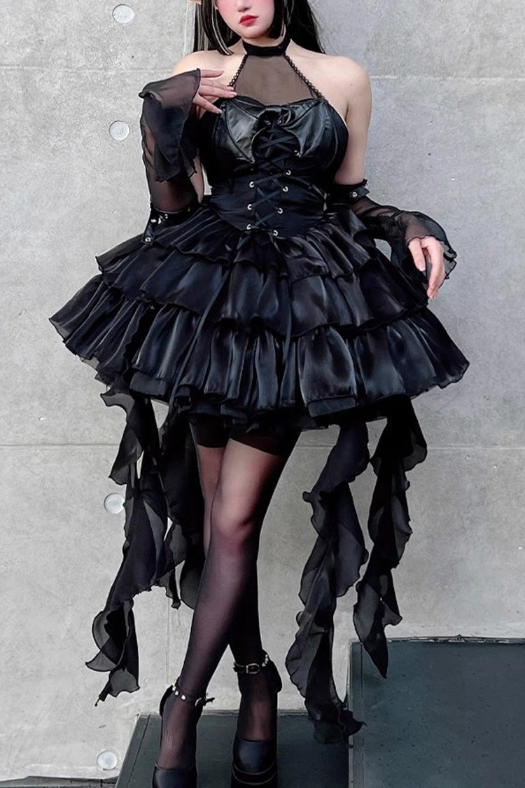Sweet Lolita Dress - Pure Black Little Devil Sexy, Black, Lace Trim, Layered, Gothic Style - main product image