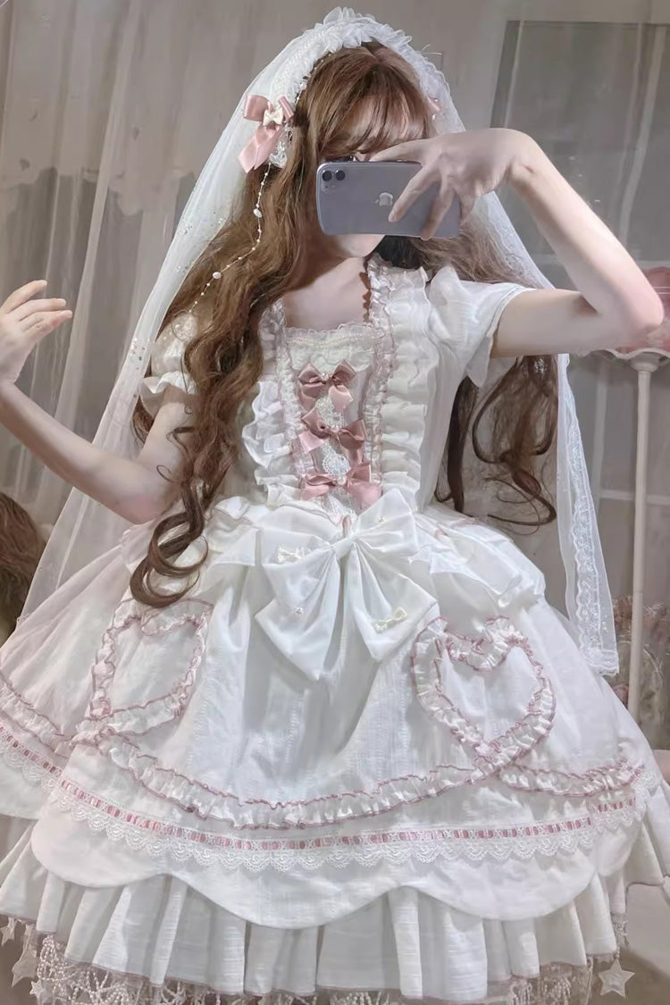 Sweet Lolita Dress - Pure Love Story, White, Bow Detail - Lolita Coordinate Dress - additional product view 2