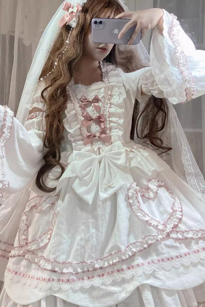 Sweet Lolita Dress - Pure Love Story, White, Bow Detail - Lolita Coordinate Dress - additional product view 4