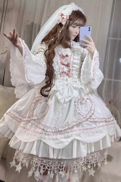 Sweet Lolita Dress - Pure Love Story, White, Bow Detail - Lolita Coordinate Dress - main product image
