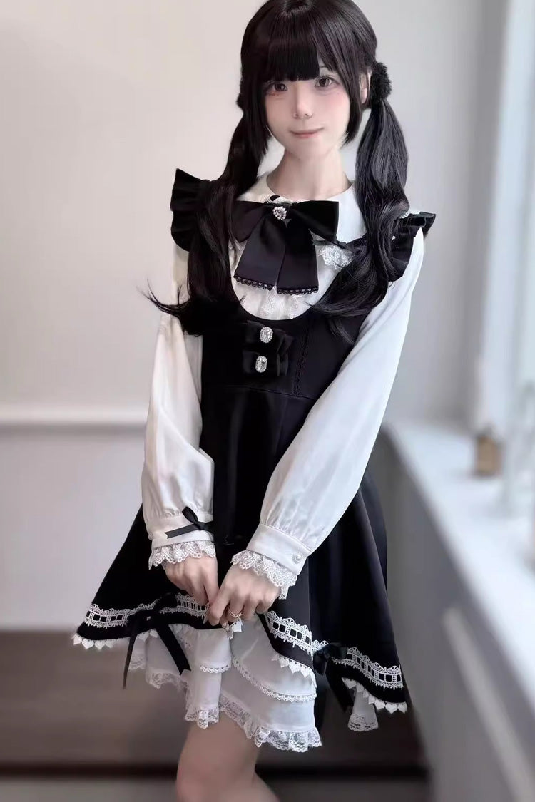 Sweet Lolita Dress - Rabbit Ears, 3 Colors, Lace Trim, Ruffled, Bow Detail - additional product view 5