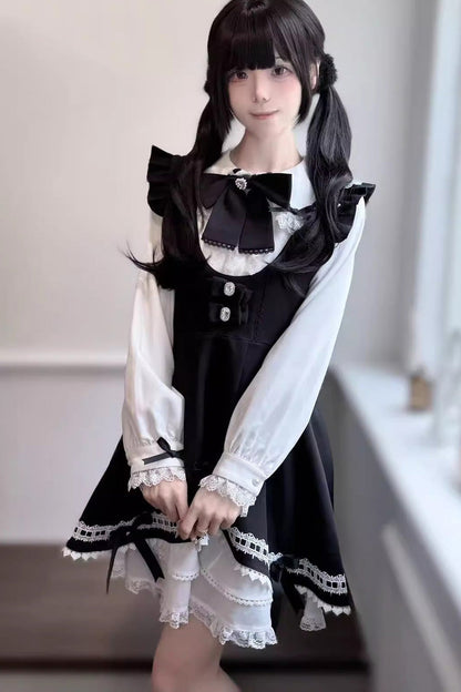 Sweet Lolita Dress - Rabbit Ears, 3 Colors, Lace Trim, Ruffled, Bow Detail - additional product view 5