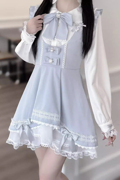 Sweet Lolita Dress - Rabbit Ears, 3 Colors, Lace Trim, Ruffled, Bow Detail - additional product view 8