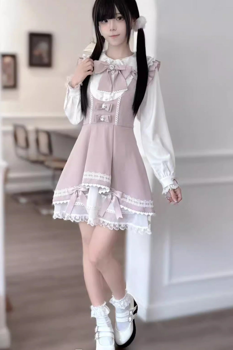 Sweet Lolita Dress - Rabbit Ears, 3 Colors, Lace Trim, Ruffled, Bow Detail - main product image