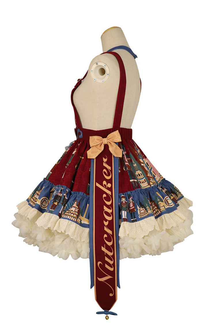 Sweet Lolita Dress - Red/blue Clara Collection, 2 Colors, Ruffled, Printed - additional product view 5