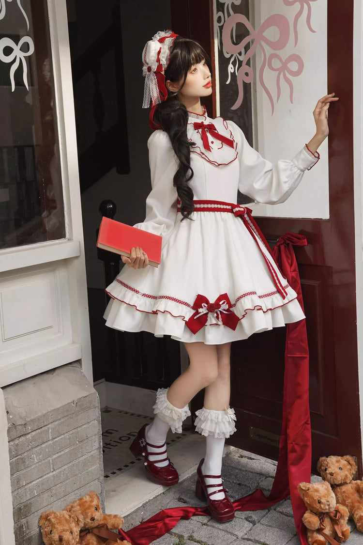 Sweet Lolita Dress - Red Vow, 2 Colors, Stand Collar, Ruffled, Layered - additional product view 4