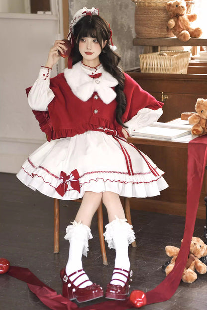 Sweet Lolita Dress - Red Vow, 2 Colors, Stand Collar, Ruffled, Layered - additional product view 5