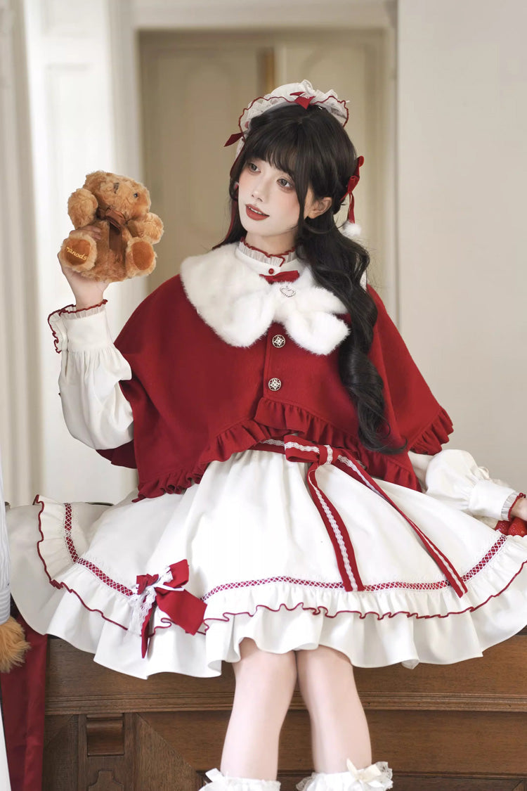 Sweet Lolita Dress - Red Vow, 2 Colors, Stand Collar, Ruffled, Layered - additional product view 6
