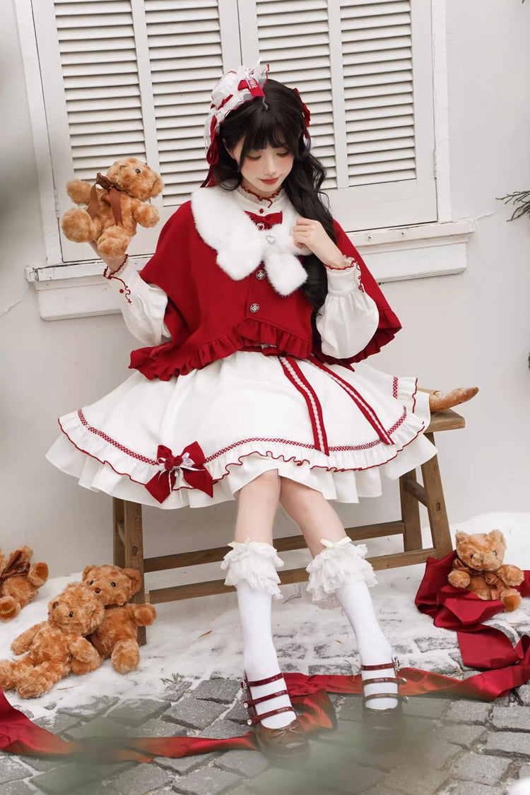 Sweet Lolita Dress - Red Vow, 2 Colors, Stand Collar, Ruffled, Layered - additional product view 7