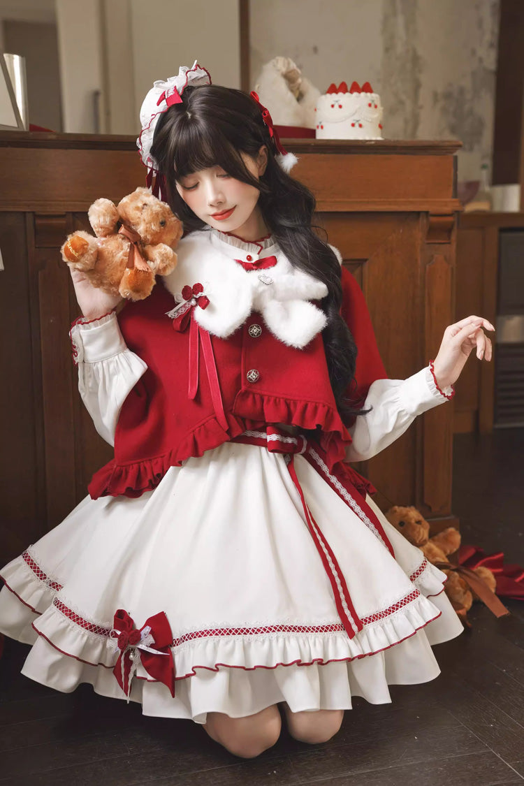 Sweet Lolita Dress - Red Vow, 2 Colors, Stand Collar, Ruffled, Layered - additional product view 9