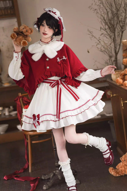 Sweet Lolita Dress - Red Vow, 2 Colors, Stand Collar, Ruffled, Layered - additional product view 10
