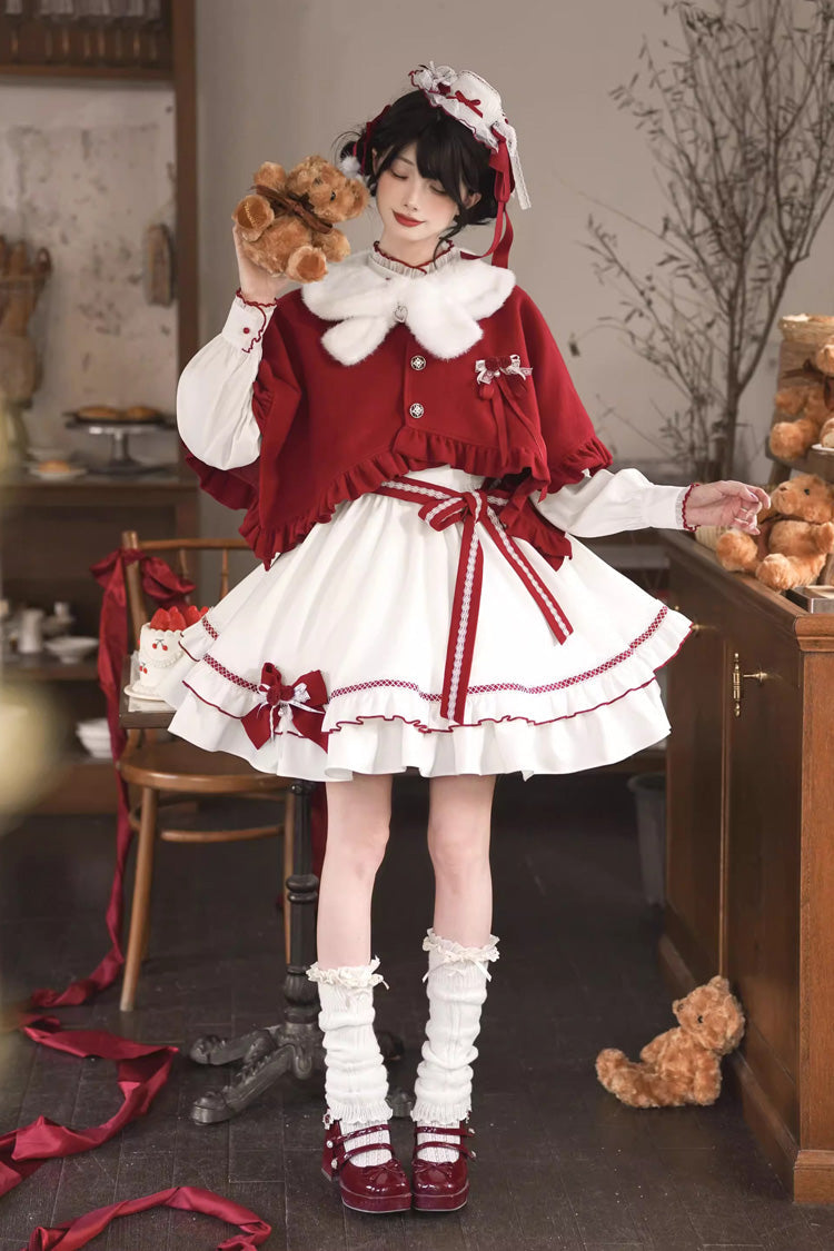 Sweet Lolita Dress - Red Vow, 2 Colors, Stand Collar, Ruffled, Layered - additional product view 12